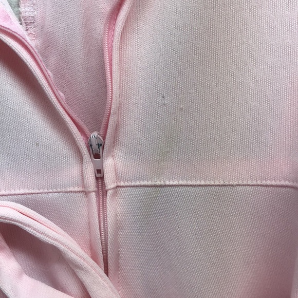 1970’s-Vintage polyester dress -Wards- pink with floral & corset tied bodice - Picture 10 of 10